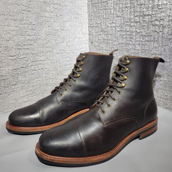 Beckett Simonon Dowler Men's Size 13 US Brown Leather Lace up Cap Toe Boots - Picture 1 of 11